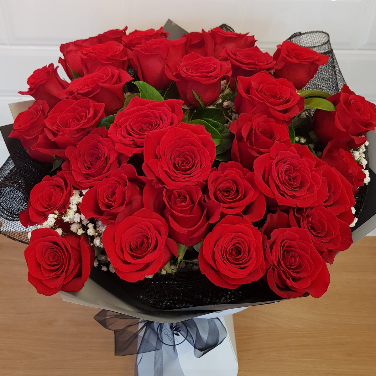 Write a Rose Beautiful Red Roses Bouquet with Happy Birthday In Gold Font |  Fresh Cut Flowers | 3 Red Roses Bouquet | Next Day Delivery