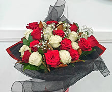Load image into Gallery viewer, 24 Premium Columbian Rose Bouquet **FREE GLASS VASE**