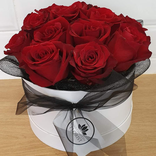 12 Red Rose Hat Box - Gold Coast City Florist