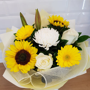 Yellow and white seasonal bouquet - Gold Coast City Florist