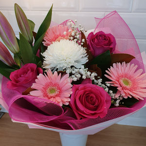 Pink and White Mixed seasonal bouquet - Gold Coast City Florist