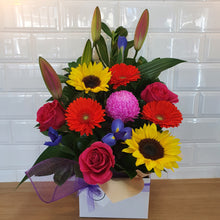 Load image into Gallery viewer, Bright and Vibrant seasonal Box Arrangement - Gold Coast City Florist
