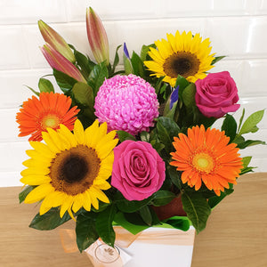 Bright and Vibrant seasonal Box Arrangement - Gold Coast City Florist
