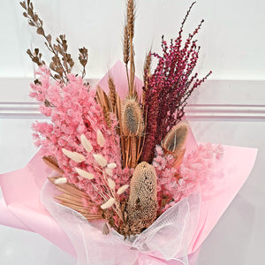 Pink and white tones Dried flower bouquet - Gold Coast City Florist