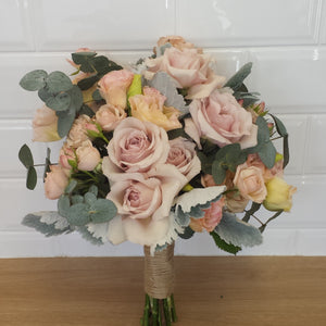 A Dusty pink and grey wedding bouquet - Gold Coast City Florist