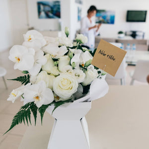 Elegant phaelanopsis orchid and rose bouquet - Gold Coast City Florist
